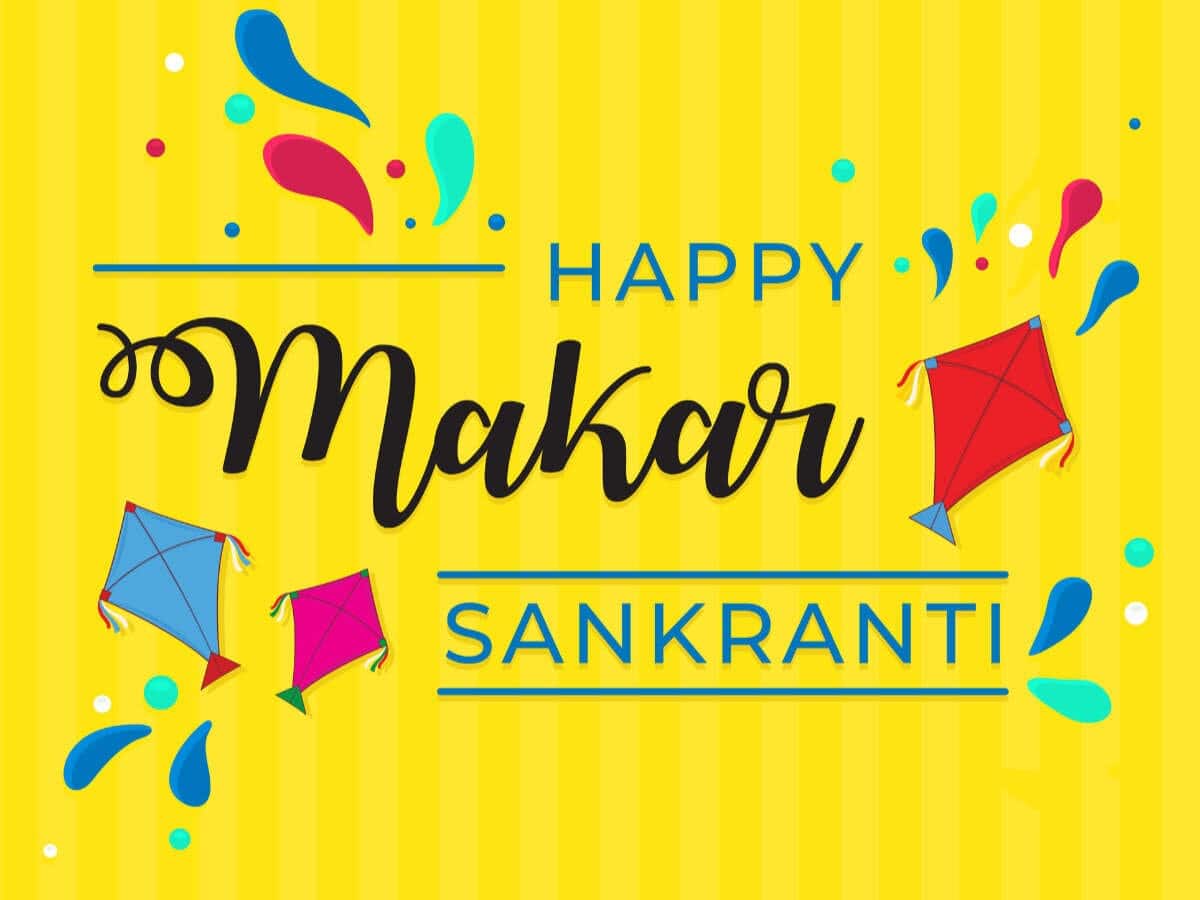Haapy Makar Sankranti Yellow Background