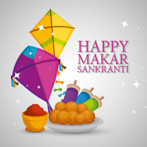 Happy Makarsankranti With Kites & Laddu